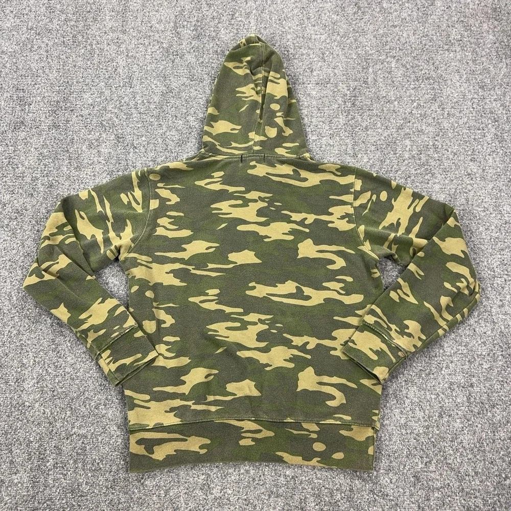 True Religion Hoodie Mens Small Green Camo Pullover Sweatshirt Buddha Logo